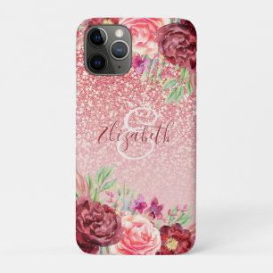 Case-Mate iPhone Case Rose Gold Parties scintillant Bourgogne Floral Per
