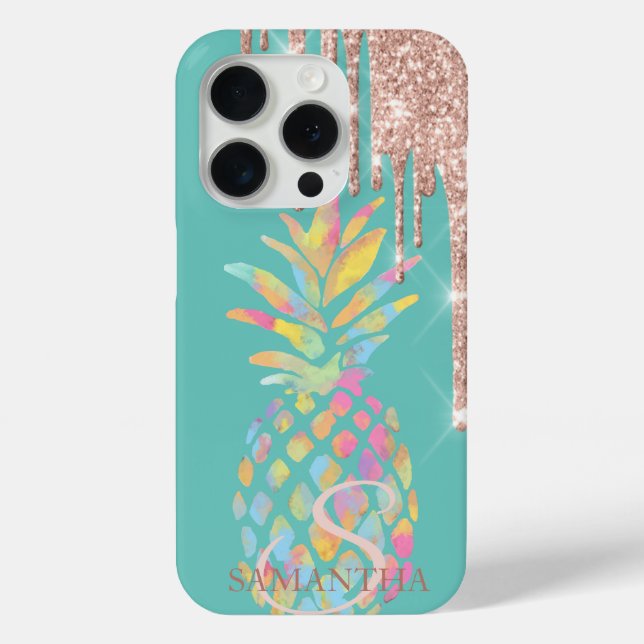 Coques Case-Mate iPhone Rose Gold Parties scintillant Drives Pineapple Min (Verso)