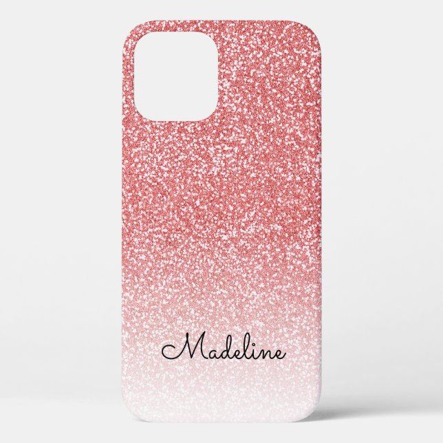 Coques Case-Mate iPhone Rose Gold Parties scintillant Ombre Black Script N (Verso)