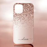 Case-Mate iPhone Case Rose Gold - Parties scintillant rose pâle Nom du m<br><div class="desc">Rose Gold - Blush Pink Faux Foil Foil Metallic Sparkle and Dripping Parties scintillant brossé Métal Monogramme Nom et téléphone initial. Cela rend le cadeau parfait pour 16 ans,  mariage,  douche nuptiale,  anniversaire,  baby shower ou bachelorette pour quelqu'un qui aime le luxe glam et les styles chic.</div>