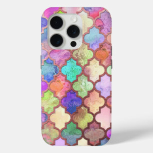 Coque Case-Mate iPhone Rose Gold & Pastel Marocain Quatrefoil