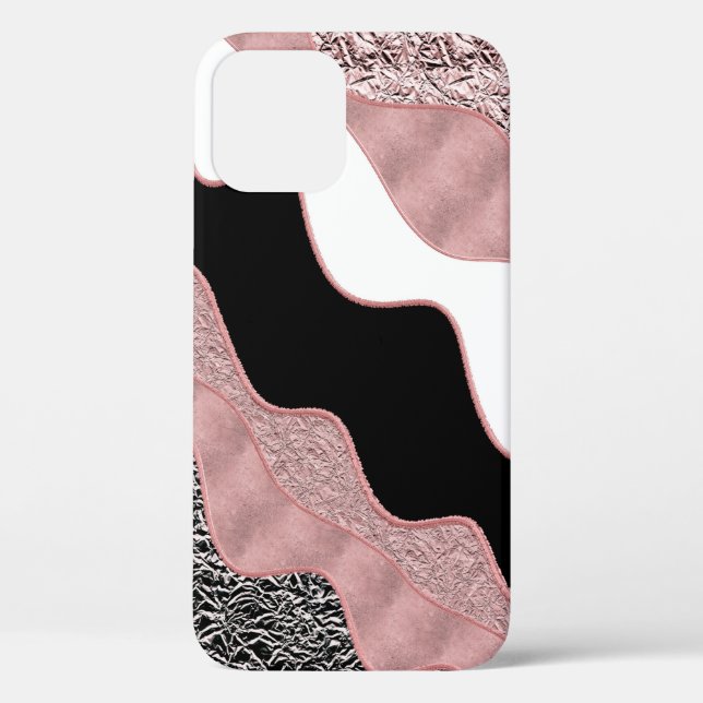 Coques Case-Mate iPhone Rose Gold Rose Abstrait Moderne Vague Glamour Tend (Verso)