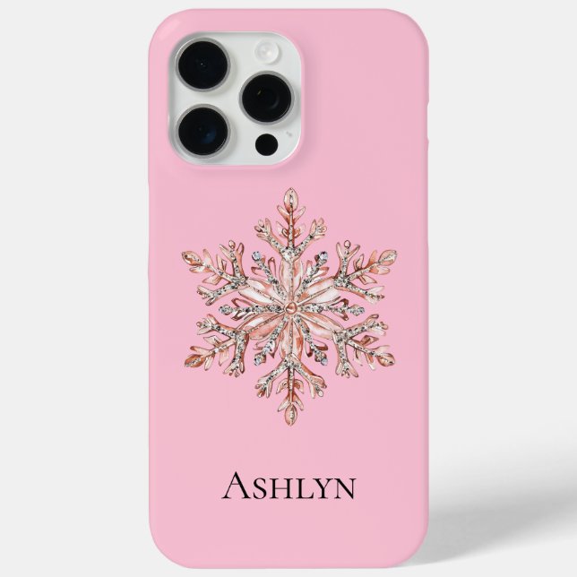 Coques Case-Mate iPhone Rose Gold Snowflake Nom de Noël (Verso)