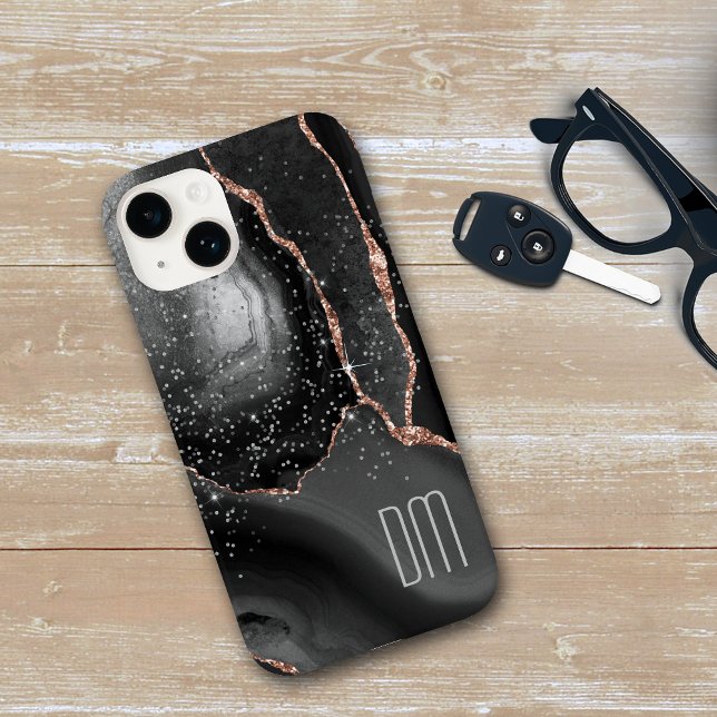 Coques Case-Mate iPhone Rose Gold Sparkle Abstract Monogram (Créateur téléchargé)