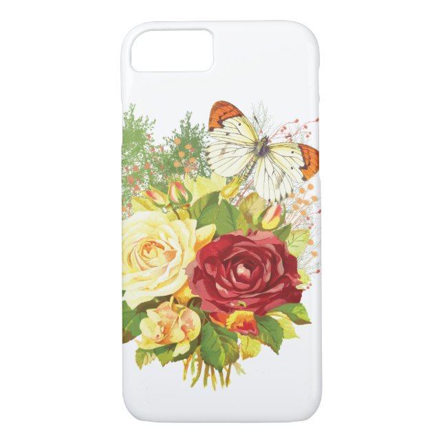 Coques Case-Mate iPhone Rose jaune et une Butterly (Dos)