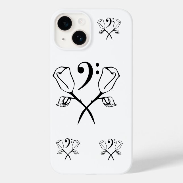 Coques Case-Mate iPhone Rose jumeau au-dessus de Bass Clef (Verso)