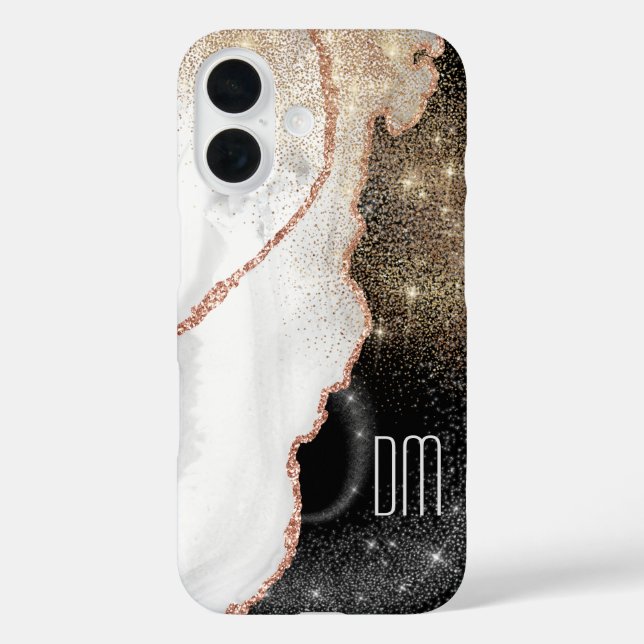 Coques Case-Mate iPhone Rose Marbre blanc or Parties scintillant Monogramm (Verso)