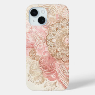 Coque Case-Mate iPhone Rose Marron Crème Mandala Bohème Mode Bohème