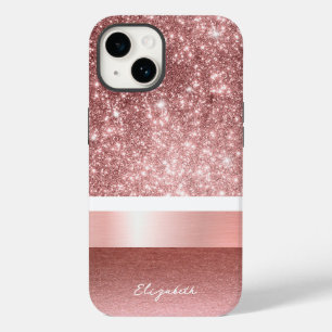 Coque Case-Mate iPhone Rose moderne Blush Foil Parties scintillant Monogr