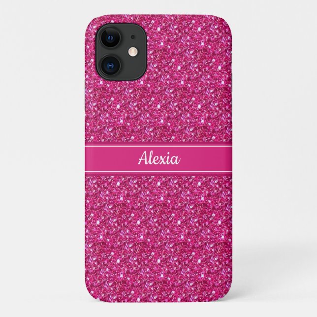 Coques Case-Mate iPhone Rose moderne scintillant avec ceinture et texte de (Dos)