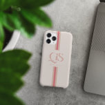 Coque Case-Mate iPhone Rose | Monogramme à rayures chics<br><div class="desc">Améliorez votre style quotidien avec le rose | Chic Stripes Monogram Téléphone Case, où l'élégance rencontre l'expression personnelle. Ce coque présente un monogramme joliment conçu avec des initiales serif audacieuses et classiques, affichées en évidence au centre, avec votre nom élégamment écrit ci-dessous. La combinaison de teintes roses douces et de...</div>