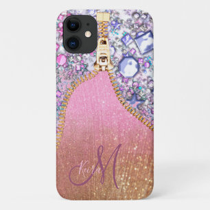Case-Mate iPhone Case Rose Monogramme de Parties scintillant d'or pour f
