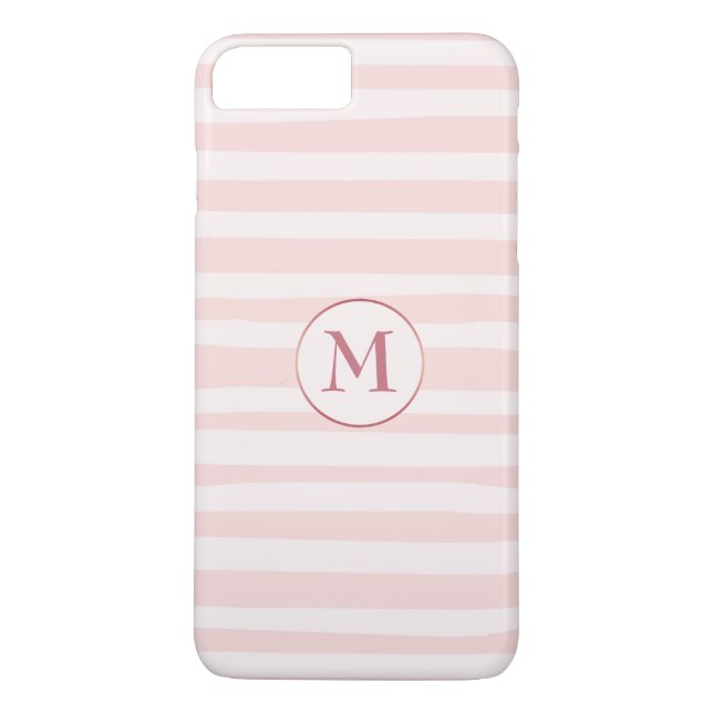 Coques Case-Mate iPhone Rose Monogramme de rayures rose vif Personnalisé (Dos)