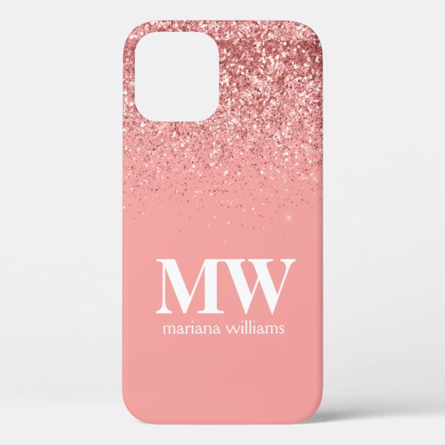 Coques Case-Mate iPhone Rose monogramme Parties scintillant or élégant Scr (Verso)