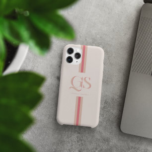 Coque Case-Mate iPhone Rose   Monogramme Rayures Chic 