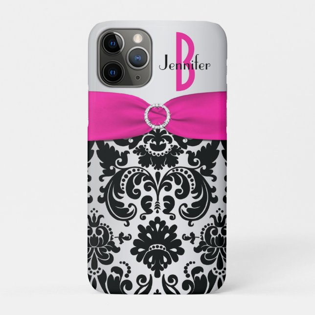 Coques Case-Mate iPhone Rose, Noir, Argent Damas (Dos)