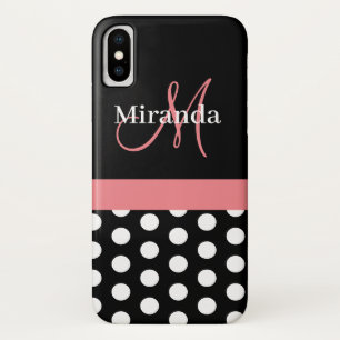 Case-Mate iPhone Case Rose noir blanc Polka point Monogramme