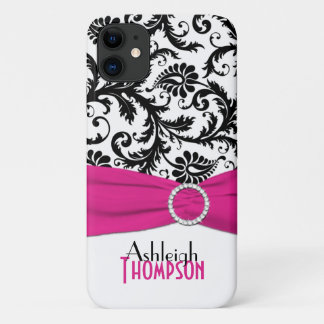 Case-Mate iPhone Case Rose, noir et blanc personnalisé damassé floral