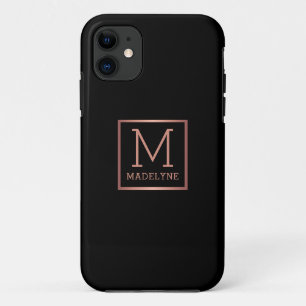 Case-Mate iPhone Case Rose noir Monogramme or élégant