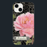Coque Pour iPhone 14 Rose noir Vintage élégant élégant Peony Floral<br><div class="desc">Dotée d'un sol noir et d'un treillis gris en fer forgé, cette oeuvre d'art a été réalisée à partir d'une élégante peinture vintage d'Audrey Jeanne Roberts. Cette fleur de pivoine de style botanique est en roses allant du rose roux au rose vif avec feuillage vinifié et une clôture de travail...</div>
