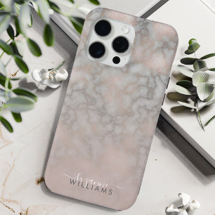 Coque Case-Mate iPhone Rose or et gris Elegant  en marbre Motif