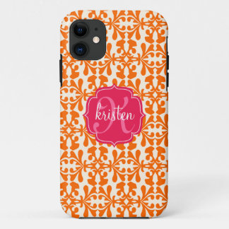 Etui iPhone Case-Mate Rose orange moderne de damassé d'arabesque