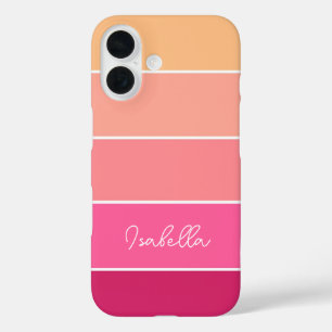 Coque Pour iPhone 16 rose orange Personnalisé Couleur Été Blocage Bande