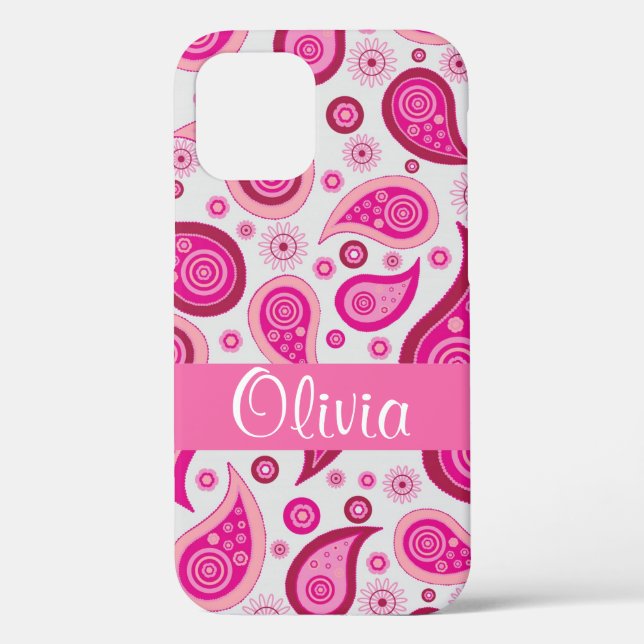 Coques Case-Mate iPhone Rose Paisley Nom Girly (Verso)