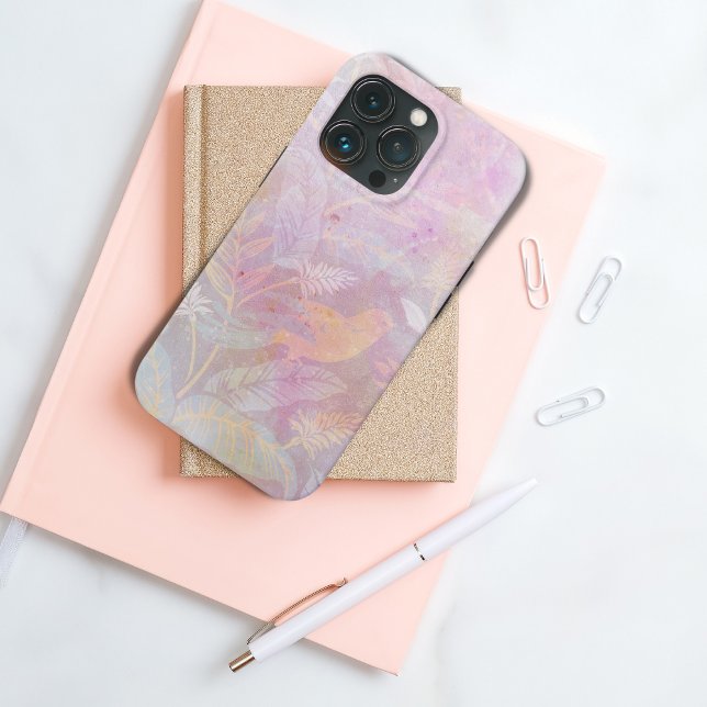 Coques Case-Mate iPhone Rose Pâle Aquarelle Botanique Oiseau (Créateur téléchargé)