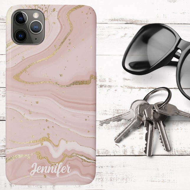 Coques Case-Mate iPhone Rose Pâle et Marbre Signature Or  (Créateur téléchargé)