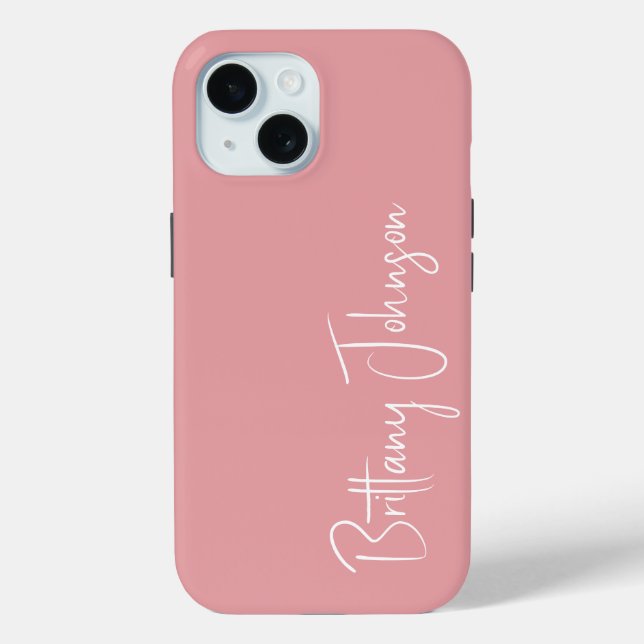 Coques Case-Mate iPhone Rose Pâle Monogrammé (Verso)