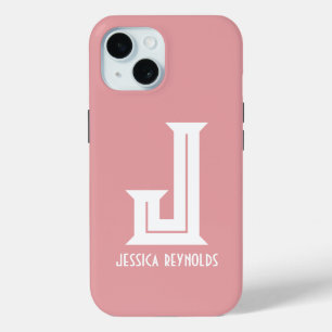 Coque Case-Mate iPhone Rose Pâle Monogramme Minimaliste