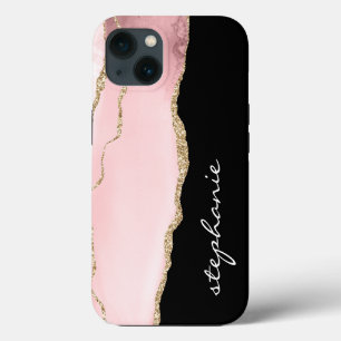 Case-Mate iPhone Case Rose Pâle Or Aquarelle Agate Personnalisé