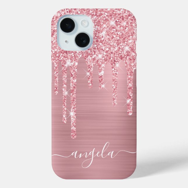 Coques Case-Mate iPhone Rose Pâle Pailleté Glam Féminin Signature (Verso)