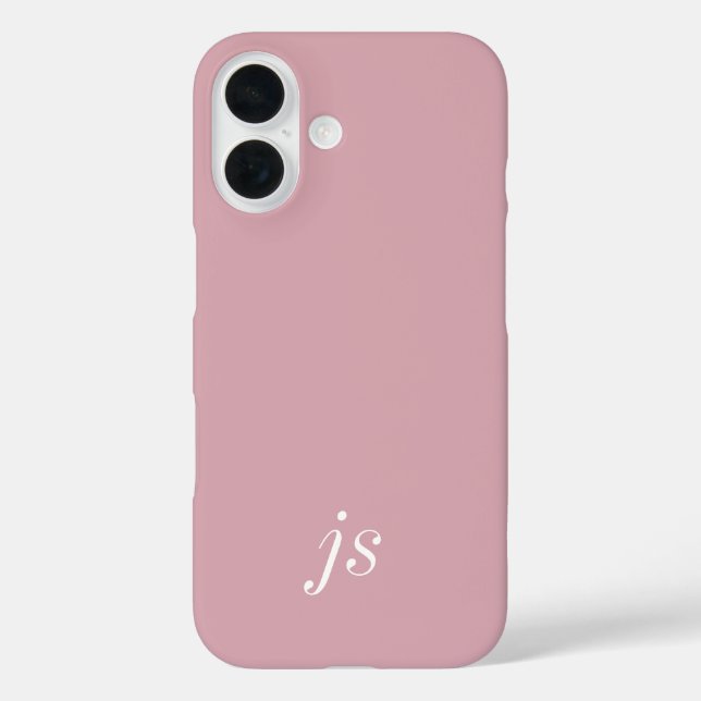 Coques Case-Mate iPhone Rose Pâle Poussiéreux Moderne Monogramme Nom Blanc (Verso)