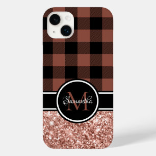 Coque Case-Mate iPhone Rose Parties scintillant or Buffalo Plaid Monogram