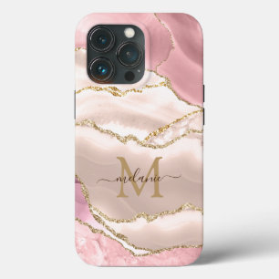 Case-Mate iPhone Case Rose Parties scintillant or marbre joli Monogramme