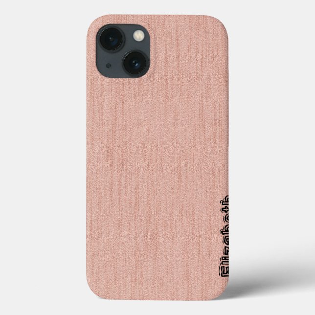 Coques Case-Mate iPhone Rose pastel clair avec Monogramme de grain de bois (Verso)