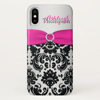 Coques Pour iPhone Rose personnalisé, noir, iPhone argenté X de
