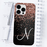 Coque Case-Mate iPhone Rose personnalisé Parties scintillant or noir Étin<br><div class="desc">Personnalisez facilement ce design élégant et branché de boîtier de téléphone avec une parties scintillant en faux or brillant rose sur un arrière - plan métallique brossé noir.</div>