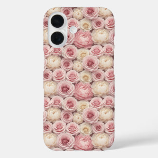 Coque Pour iPhone 16 Rose & Pivoine pastel 3D hyper-réaliste