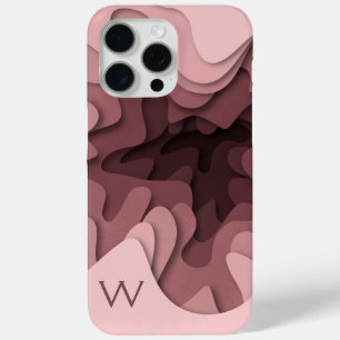 Coque Case-Mate iPhone Rose Poudré Monogramme Moderne Élégant Abstrait
