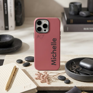 Coque iPhone 16 Pro Max Rose Poussiéreuse Pastel Moderne Esthétique Nom Pe