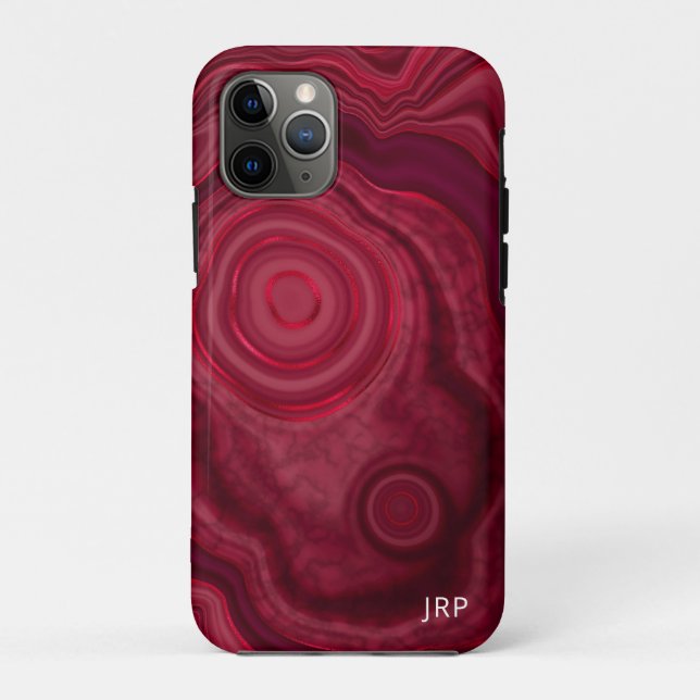Coques Case-Mate iPhone Rose profond Abstrait Agate Motif avec Monogramme (Dos)