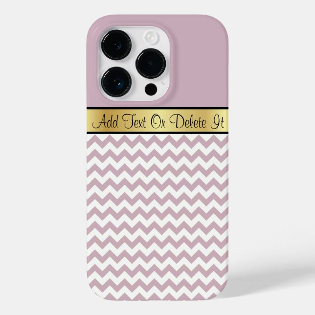 Coques Case-Mate iPhone Rose Quartz clair rose et blanc ZigZag, ruban or (Verso)