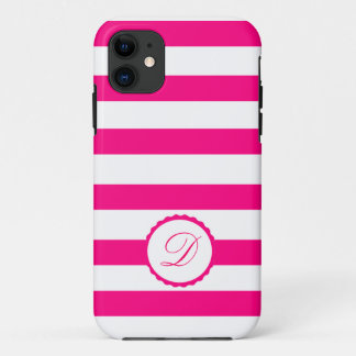 Etui iPhone Case-Mate Rose rayé blanc personnalisé monogramme