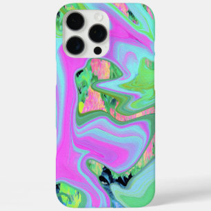 Coque iPhone 16 Pro Max Rose Rétro et Art Liquide Bleu Clair sur Hydrangea