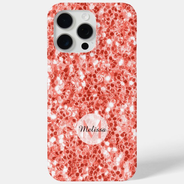 Coques Case-Mate iPhone Rose rose corail foncé parties scintillant scintil (Verso)
