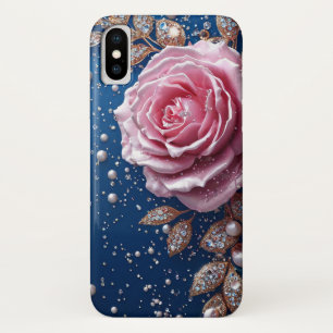 Case-Mate iPhone Case Rose Rose Élégante avec Perles et Cristaux