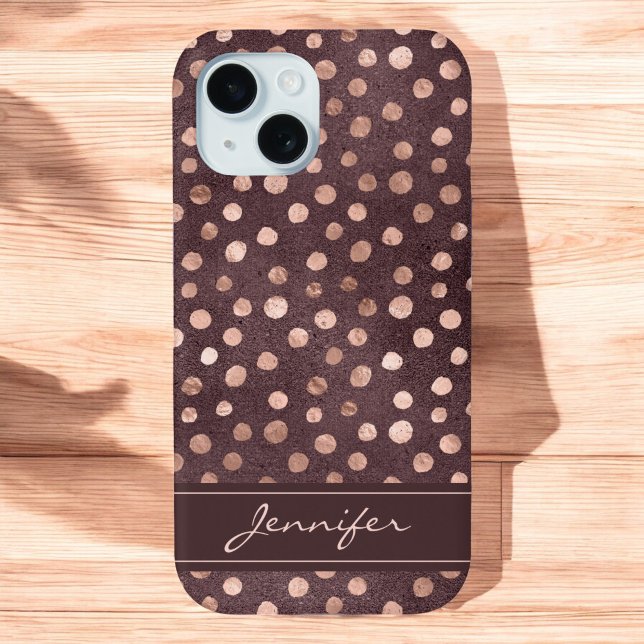 Coques Case-Mate iPhone Rose Rose Gold - Bourgogne Polka Dot Motif (Créateur téléchargé)